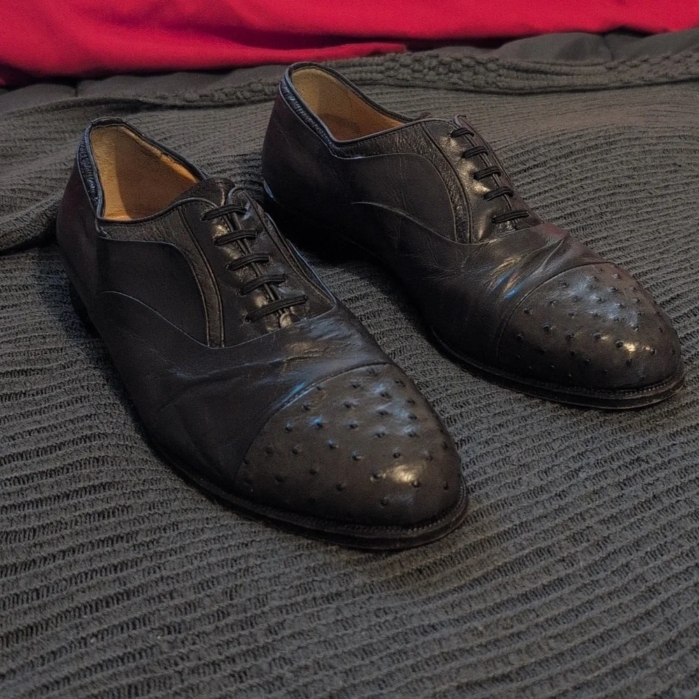 Authentic Moreschi Men's Leather Goatskin‎ Shoes Size 10 - Made In Italy